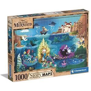 Clementoni Puzzels voor volwassenen - Disney Maps Little Mermaid, Legpuzzel 1000 Stukjes, 14-99 jaar - 39664
