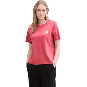 TOM TAILOR T-shirt voor dames van katoen, 11016 - Berry Red, XXL