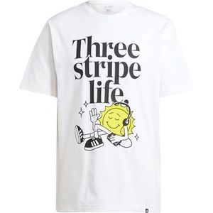 adidas Heren THREE STRIPES LIFE GRAPHIC TSHIRT, White, M