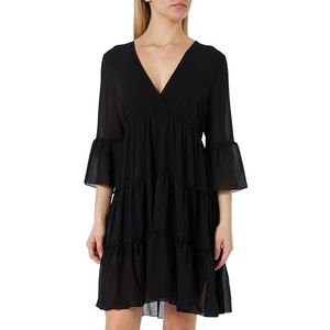SIDONA Dames mini-jurk met ruches 19227011-SI01, zwart, L, zwart, L