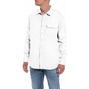Replay Heren M4082A overhemd, 001 wit, M, 001, wit, M