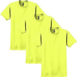 Gildan Heren T-shirt Ultra katoen Style G2000 (verpakking van 3), veiligheidsgroen (3 stuks), L