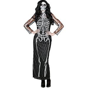 Widmann 10683 10683 kostuum skelet, jurk van kant, themafeest, Halloween, dames, meerkleurig, L