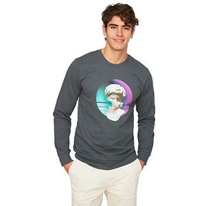 TRENDYOL MAN Sweatshirt - Grijs - Regular, Antraciet, M