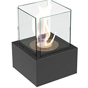 KRATKI Tango 2 ethanol open haard met beglazing, vrijstaande echte fireplace, brandlijn 7 cm in cm: W25 x H35.3 x D25 cm, gewicht: 5,2 kg, brandstof: bio-ethanol