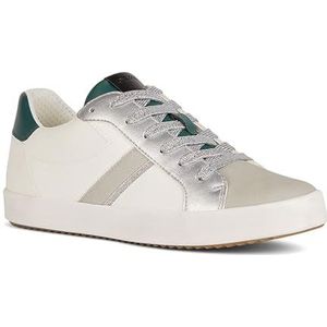 Geox D BLOMIEE C Sneakers voor dames, Optic White/DK Green, 38 EU, Optic White Dk Green, 38 EU