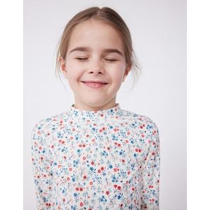 Petit Bateau T-shirt met lange mouwen voor meisjes, wit/multico, 5 Jaren