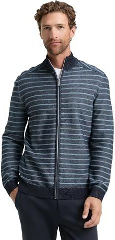 TOM TAILOR Gebreide herenjas, 39197 - Denim Blue Navy Streep, XL