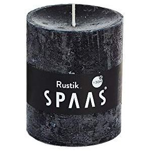 SPAAS Rustieke geurloze cilinderkaars 68/80 mm, ± 30 uur - zwart