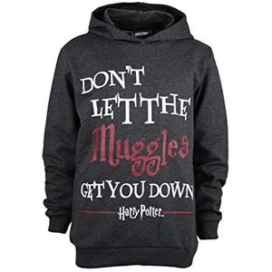 Harry Potter Muggles Pullover hoodie, Meisjes, 116-176, Charcoal Heather, Officiële Koopwaar