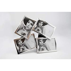 MascaGNI – Multi-fotolijst, metaal, glanzend, voor 4 foto's 10 x 15 cm – buitenafmetingen 32 x 35 cm – rechthoekig
