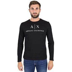 ARMANI EXCHANGE A| x T-shirt met lange mouwen en ronde hals voor heren, Zwart, S