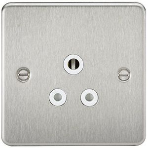 Knightsbridge FP5ABCW FP5AB FPAV5ABCW Platte plaat 5A Ongeschakelde Socket-Geborsteld Chroom met Witte Insert, 230 V