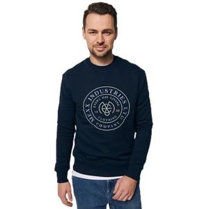 Mexx Heren Crew Neck met Print Sweatshirt, Navy, XXL