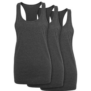 Build your Brand Dames Tank Top Ladies Loose Tank 3-Pack Charcoal XL, antraciet, XL