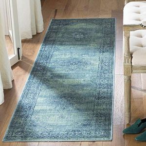Safavieh Vintage geïnspireerd tapijt, VTG112, geweven zachte viscose vezel loper, turquoise blauw/meerkleurig, 62 x 240 cm