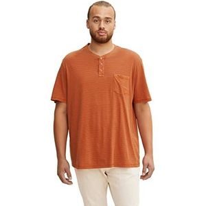 TOM TAILOR Uomini Plussize Henley T-shirt in washed-look 1034739, 30391 - Flame Orange Finestripe, 4XL Große Größen
