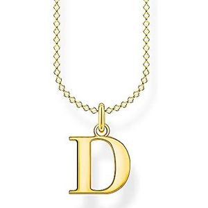 Thomas Sabo Dames halsketting met de letter D 925 sterling zilver 750 geelgoud verguld, lengte: 38cm - 45cm, KE2013-413-39-L45V