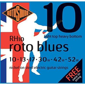 Rotosound snaren voor elektrische gitaar Roto vernikkeld BLUES RH10 Licht/Zwaar 10-52