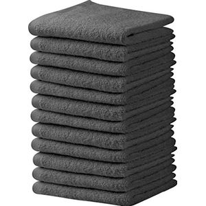 Handdoek en linnen, mart grijze salonhanddoeken, 12 stuks (niet bleekmiddel, 40 x 60 cm) zeer absorberende handdoeken voor handen, salon, sportschool, schoonheid, spa en haarverzorging thuis (grijs)