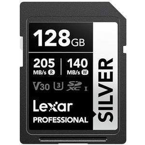 Lexar - SDXC UHS-I Geheugenkaart - 128 GB - Zilver - Tot 205 MB/s Lezen - Klasse 10 - U3 - V30
