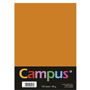 Campus - Gekleurd A4-papier, 100 stuks, 80 g/m², 210 x 297 mm, A4-papier, zacht, ideaal voor boekbinding, kantoor, tekenen en knutselen. Kleur: oranje