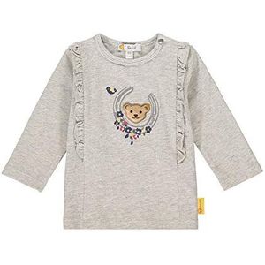 Steiff Baby-meisje met schattige teddybeer applicatie T-shirt lange mouwen, Soft Grey Melange, 50 cm
