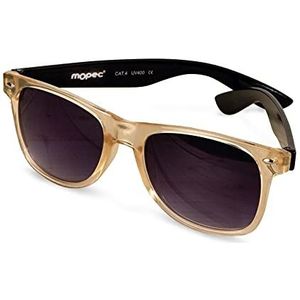 Mopec K522 zonnebril, halftransparant, zwarte beugel, lila lens, meerkleurig