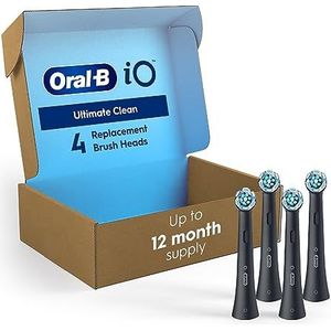 iO Series Ultimate Clean vervangende opzetborstel voor Oral-B iO-serie elektrische tandenborstels, zwart, 4 stuks
