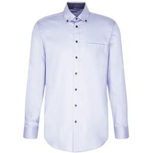 Seidensticker Zakelijk overhemd voor heren, regular fit, strijkvrij, button-down-kraag, lange mouwen, 100% katoen, blauw, 38
