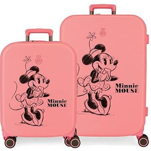 Disney Minnie Happiness Kofferset, roze, 55/70 cm, stijf, ABS, geïntegreerde TSA-sluiting, 116 l, 7,54 kg, 4 wielen, handbagage, Roze, Set de maletas, kofferset