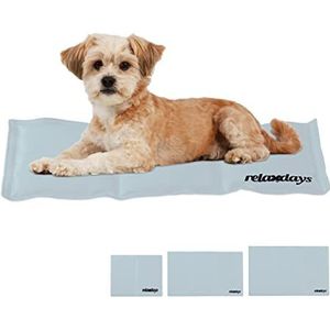Relaxdays koelmat hond, zelfkoelend, met gel, koeldeken voor huisdieren, verkoelende mat 20 x 35 cm, grijs
