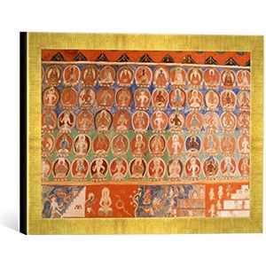 Fotolijst van 10e eeuw ""Alchi, Kloster, Duizend Boeddha"", kunstdruk in hoogwaardige handgemaakte fotolijst, 40x30 cm, Gold Raya