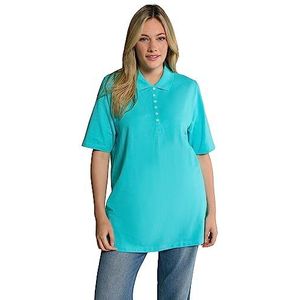 Ulla Popken Dames poloshirt, fluwelen band-knoopsluiting, regular, T-shirt met halve mouwen, Theodore River (reserve kleur), 42/44