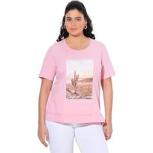 Ulla Popken - Shirt - Beige - Motiefprint - Kwartmouw