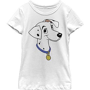 Little Disney 101 Dalmations Perdita Big Face Girls T-shirt met korte mouwen, wit, small, wit, S