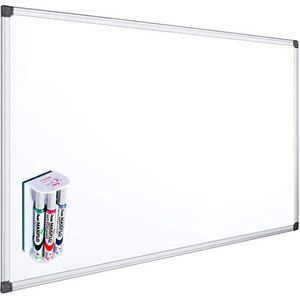 OFITURIA® Magnetisch whiteboard+Pentel Maxiflo set met 4 viltstiften met magnetische gum, licht, magnetisch, gelakt, met robuust aluminium frame, gemakkelijk te reinigen, 45 x 30 cm