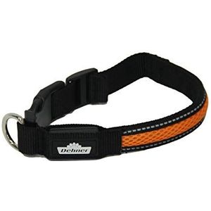 Dehner LED hondenhalsband Flash Collar, lengte 41 cm, hoogte 2,5 cm, mesh stof, zwart/oranje