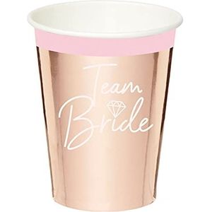 Amscan 9909893-66 Team Bride' Rose Gold Hen Party Paper Cups