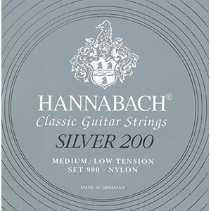 Hannabach 652660-10x 3-delige basset klassieke gitaarsnaren serie 900P Medium/High Tension ProfiPack Silver 200-9007PMHT