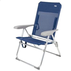 AKTIVE 62661 - inklapbare strandstoel, 6 standen, kantelbestendig, marineblauw, afmetingen 61 x 62 x 94 cm, materiaal: aluminium, robuust, maximale draaglast 110 kg