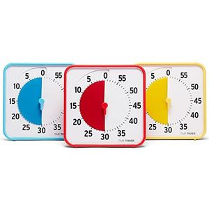 Time Timer Medium Classroom Set Primaire Kleuren - 60 Minuten Visuele Countdown Timer met Dry Erase Kaarten - Tijdmanagement Tool - School en Thuis - Optioneel Alarm - Geen Luid Getik (Set van 3)