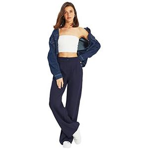 TRENDYOL Dames open rechte broek broek, navy, 36
