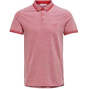 ONLY & SONS Effen poloshirt, Patroon: wit melder pompeian rood, XS