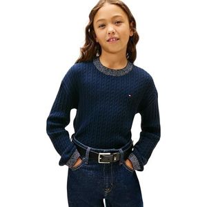 Tommy Hilfiger MINI kabeltrui voor meisjes KG0KG0KG09046 Trui, blauw (Dark Night Navy), 3 jaar, Blauw (Donker Nacht Marine), 3 jaar