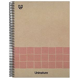Unipapel Notitieboek A4, hardcover, 100% gerecycled karton en kraftpapier, 80 vellen, 90 g, roze, Uninature Concept, FSC gerecycled 100
