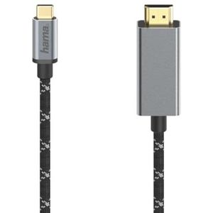 Hama 1,5 m lange adapterkabel (videokabel, USB-C-stekker - HDMI™ -stekker, Ultra HD 4K @60Hz, aluminium, 1,50 m)