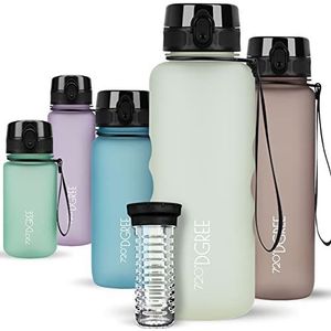 720°DGREE Water Bottle 1.5 Liter ""uberBottle"" +Fruit-Infuser, softTouch - Waterfles BPA-Free, Lekvrij, Herbruikbaar - Grote XL Drinkfles, Sportfles voor Gym, Fitness-Studio, Camping, Outdoor, Travel