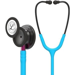 3M Littmann Classic III Bewakingsstethoscoop, rookkleurig borststuk, turquoise slang, roze steel en rookkleurige headset, 27 inch, 5872
