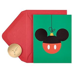 Papyrus Disney kerstkaarten verpakt met enveloppen, gelukkigste en vrolijkste, glittervrije Mickey Mouse Ornament (20 tellen)